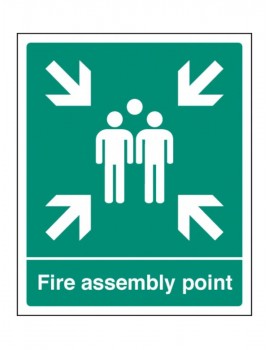 Fire assembly point safety sign in Self Adhesive Vinyl -  2 Sizes 